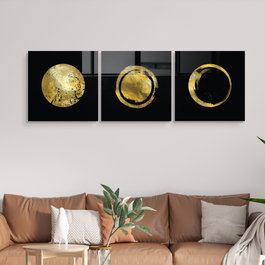 Wallity Set de 3 Cuadros Decorativos de Vidrio Templado Multicolor 40 x 40 cm